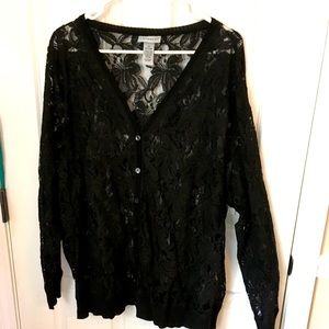 Black lace cardigan with long sleeves from Catherine’s in size 2x